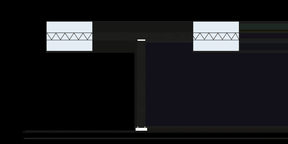 Ritning av en portal med en överliggare med skyltar som är utformat som bokstaven T